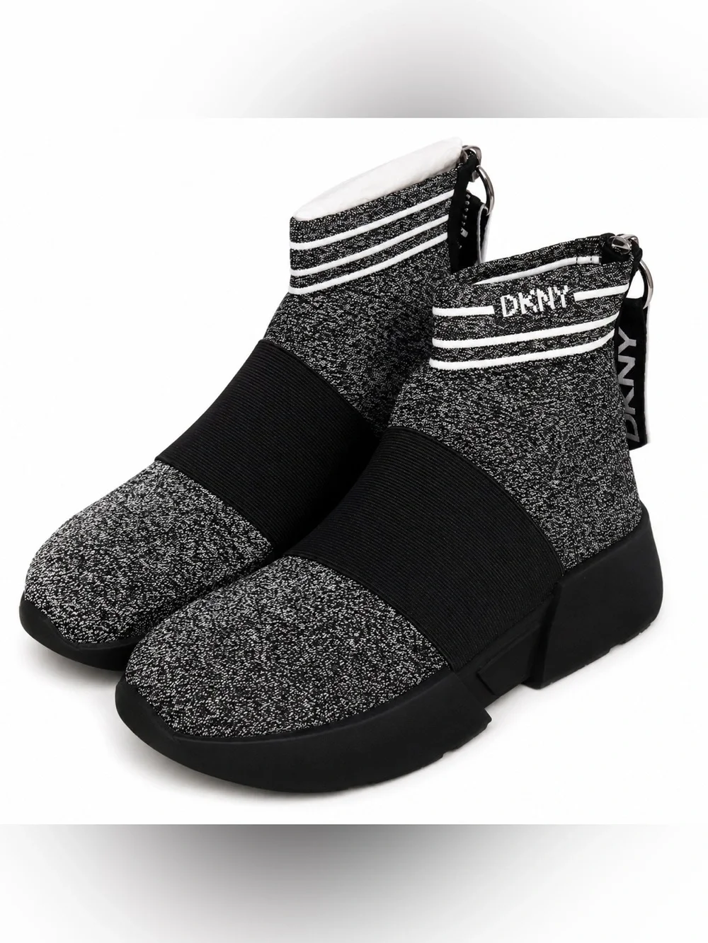 NWT DKNY K209 Reflective Knit Sock Sneakers Women’s Size 8 Slip-On with Box